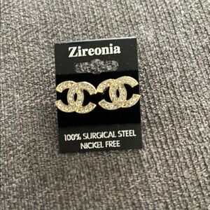 Gold Earrings with Silver Accents